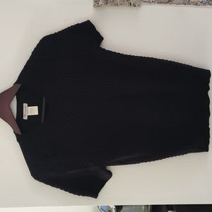 Black short sleeve, lightweight sweater.
